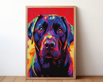 Black Labrador Pop Art Dog Poster, Dog Wall Art, Gift for Dog Lovers, Humorous Pet Decor, Pop Art Dog Artwork, DOG4