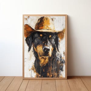 Cowboy Dog Wall Art, Western Dog Print, Rustic Farmhouse Decor, Funny Dog Painting, Western Pet Artwork, Dog Lover Gift, Dog Poster, DOG23