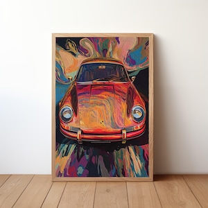 Vintage Porsche Poster, Porsche 911 Print, Classic Car Wall Art, Sports Car Decor, Garage Wall Art, Retro Porsche Portrait, Pop Art, PRSH3