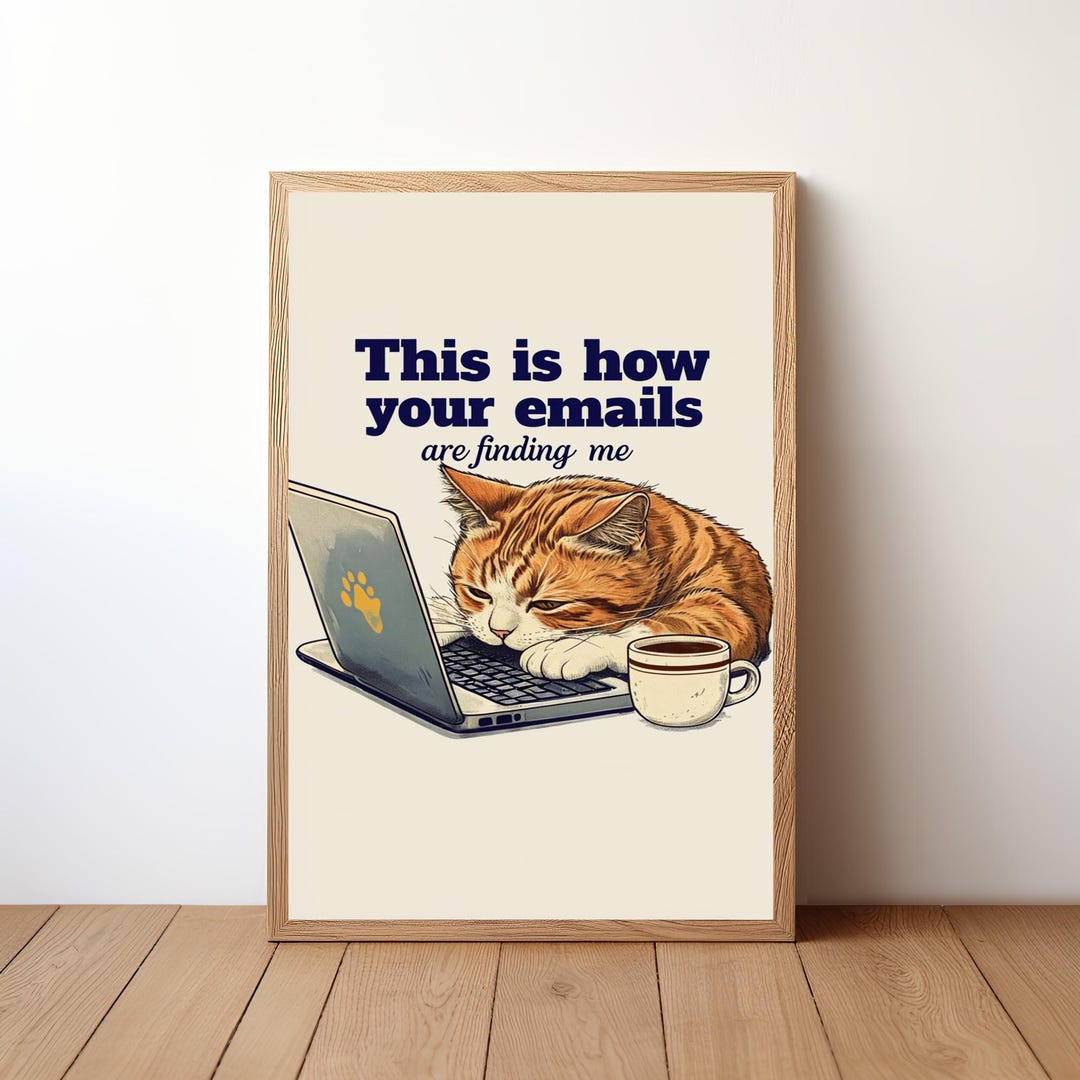 Work Sign Grumpy Cat Funny Office Cat Poster, Grumpy Work Cat Wall Art, Humorous Cat Boss ...