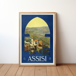 Assisi Italy Wall Art, Vintage Travel Wall Art, Retro Travel Poster, Italian Wall Decor, Travel Gift, Travel Art