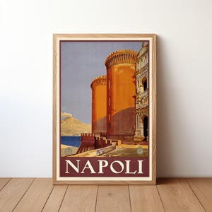 Napoli Italy Vintage Travel Poster, Vintage Travel Wall Art, Retro Travel Poster
