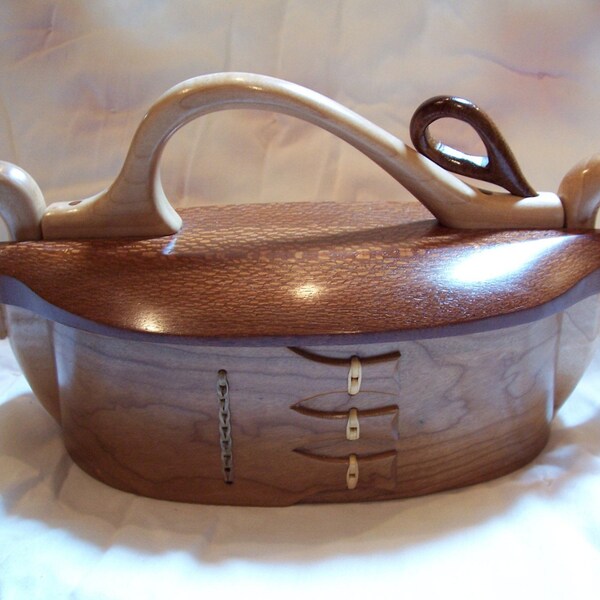 Cherry and Leopardwood Scandinavian Bentwood Box