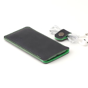Custodia Google Pixel 9 Pro - pelle antracite/nera con feltro di lana verde - Disponibile per tutti i modelli Google Pixel