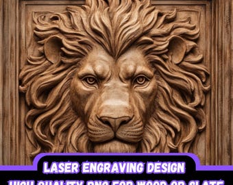 Lion - Wood Laser Engraving 3D Illusion PNG File - LightBurn Ready-to-Use 3D Laser Wall Art Design