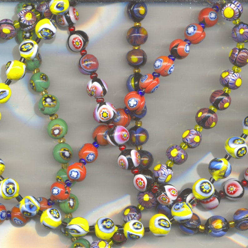 Millefiori Mosaic Beads Vintage 78mm circa 1970 Etsy