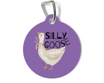 Etiqueta para mascotas Silly Goose: Etiqueta de identificación personalizada para perros y gatos