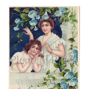 Cartão postal vintage do dia dos namorados do início dos anos 1900, cartão postal colecionável, dia dos namorados, cartão postal antigo, ótimo para emoldurar.