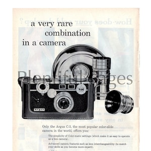 1957 Argus C-3 Camera Vintage Ad, Color-Slide Camera, 1950&#39;s Camera, Retro Ad, Retro Camera, 1950&#39;s Photography, Great for Framing.