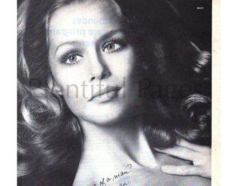 1969 Emeraude by Coty Perfume Vintage Ad Featuring Lauren Hutton, 1960's Beauty, Retro Beauty, Perfume Ad, Fragrance Ad, Retro Ad.