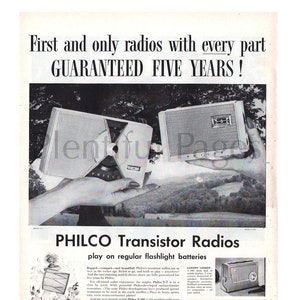 1960's Philco Transistor Radios Vintage Ad, Retro Radio, Advertising Art, 1960's Radio, Retro Transistor Radio, Great for Framing or Collage