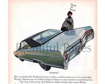 1965 Buick Le Sabre Vintage Ad, Advertising Art, Magazine Ad, Retro Car Ad, Advertisement, Great to Frame.