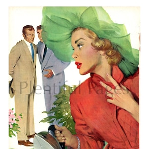 1950 Vintage Magazine Illustration, 1950&#39;s Fashion, Vintage Illustration, McCall&#39;s Magazine, Great for Framing or Collage.