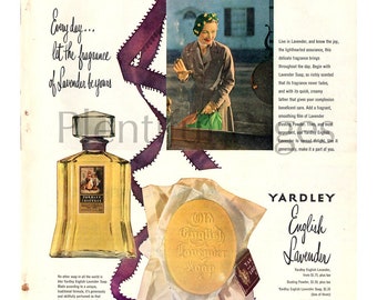 1950 Yardley English Lavender Vintage Ad, Advertising Art, Perfume, Magazine Ad, Lavender, Advertisement, Great for Framing.