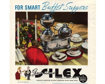 1937 Silex Coffee Maker Ad, Retro Kitchen Decor