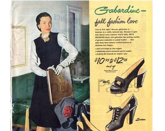 1946 Selby Shoes Vintage Ad, 1940's Fashion, Retro Shoes, Vintage Shoe Ad, Advertising Art, Vintage Fashion, 1940's Shoes, Great to Frame.