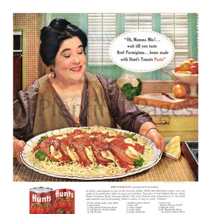 1963 Hunt&#39;s Tomato Paste Vintage Ad, Momma Mia, Advertisement, Magazine Ad, Advertising Art, Great for Framing.