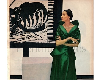 1949 Vintage Fashion Image, 1940&#39;s Fashion, Retro Fashion, Advertising Art, 1940&#39;s Dress, Great for Framing or Collage.