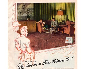 1947 Alexander Smith Rugs & Carpets Vintage Ad, 1940's Decor, Advertising Art, Mid Century Modern, Print Ad, Great to Frame.