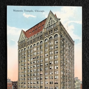 Cartolina d'epoca del 1914, Tempio massonico, Chicago, Illinois, cartolina da collezione, souvenir d'epoca, ottima da incorniciare.