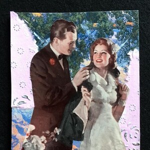 Original Collage Art, &quot;Sweethearts&quot;, Handmade, Unframed Paper Collage, Wall Art, Vintage Papers, Valentine, Great to Frame.