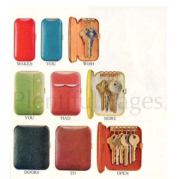 1962 Buxton Key-Tainer Vintage Werbung, Werbekunst, ZeitschriftenAnzeige, Leder Zubehör, Werbung, Schlüsselhalter, toll zum einrahmen.