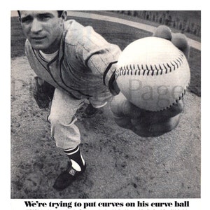 1967 AT & T Bell Telephone Vintage Ad, Advertising Art, Magazine Ad, Baseball Pitcher, Advertisement, Curve Ball, Great to Frame.