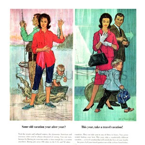 1963 Boeing Jetliners Vintage Ad, Advertising Art, 1960&#39;s Air Travel, Magazine Ad, Airplane, Advertisement, Great to Frame.