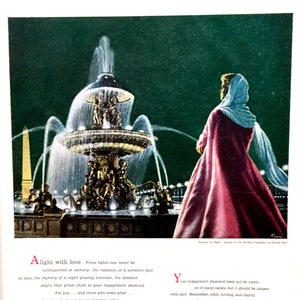 1954 De Beers Diamond Rings- Pierre Ino Painting-Original 13.5 * 10.5  Magazine Ad