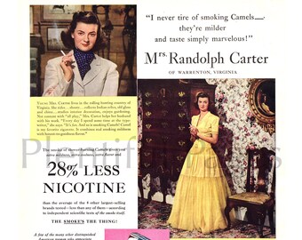 1941 Camel Cigarettes Vintage Ad, Advertising Art, 1940's Fashion, Magazine Ad, Great to Frame.