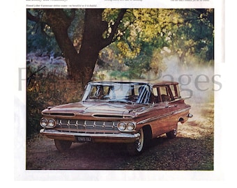 1953 Chevrolet Nomad Ad, Vintage Station Wagon Art Print