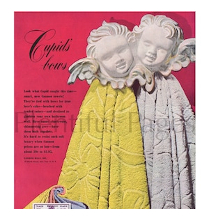 1940&#39;s Cannon Towels Vintage Ad, Advertising Art, Bath Towels, Magazine Ad, Advertisement, Great to Frame.
