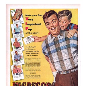 1954  McGregor Sportswear Vintage Ad, Advertising Art, Magazine Ad, Father&#39;s Day, Mens&#39; Fashion, Great to Frame.