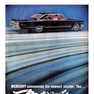 1963 Mercury Marauder Vintage Ad, Advertising Art, Magazine Ad, Retro Car Ad, Advertisement, Great to Frame.