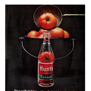 1964 Hunt&#39;s Tomato Catsup Vintage Ad, Advertising Art, Ketchup, Magazine Ad, Advertisement, Kitchen Decor, Great to Frame.