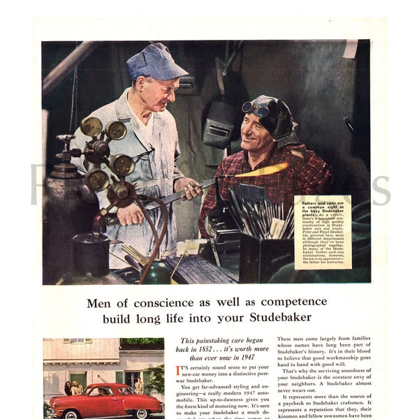 1947 Studebaker Vintage Ad, Advertising Art, Magazine Ad, Land Cruiser, Advertisement, Great to Frame.