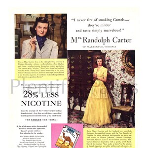 1941 Camel Zigaretten Vintage Anzeige, Werbekunst, 1940er Jahre Mode, Magazine Ad, Großartig zum Einrahmen.