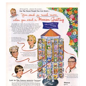 1954 Munson Grußkarten Vintage Werbung, Werbekunst, MagazinAnzeige, Geburtstagskarte, Werbung, Toll zum Einrahmen.