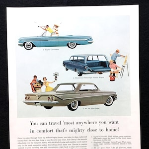 1961 Chevrov Vintage Ad, Werbespot, Zeitschriften-Werbung, Impala Cabrio, Print-Werbung, Werbung, ideal zum Rahmen.