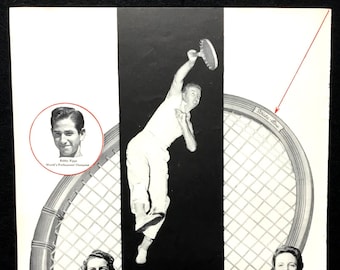 1947 Wilson Tennis Ad, Bobby Riggs, Strata-Bow Racket, Vintage Magazine Print