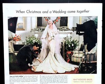 1938 Rogers Bros. Silverplate Ad, Vintage Bride Magazine Art