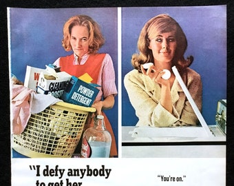 1965 Salvo Wäsche Tabletten Werbung, Vintage Magazin Print