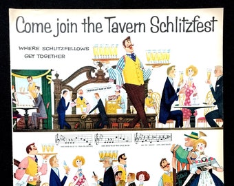 1957 Schlitz Beer Ad, Tavern Schlitzfest, Retro Advertising Art