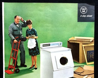 1963 Westinghouse Waschsalon Werbung, Vintage Zeitschriftendruck