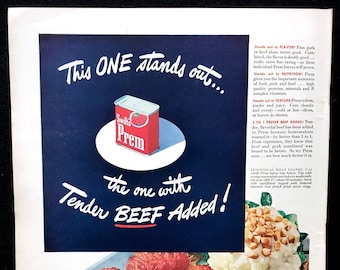 1947 Swift's Prem Vintage Magazine Ad, Advertising Art