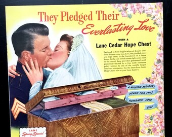 1942 Lane Cedar Hope Chest Vintage Ad Advertising Art Magazine