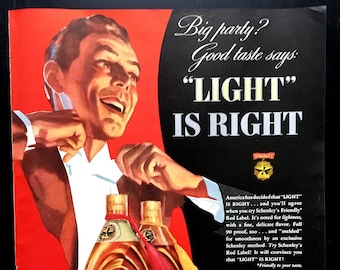 1939 Schenley's Red Label Whiskey Ad, Vintage Magazine Print