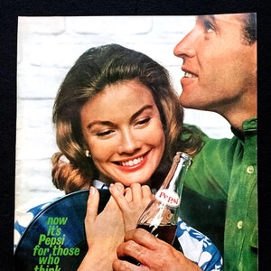 1961 Pepsi Vintage Ad, Advertising Art, Magazine Ad, Print Ad, Pepsi Cola, Advertisement, Great to Frame.