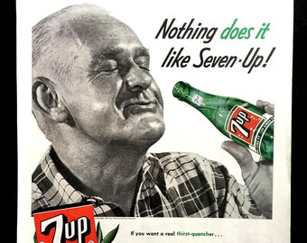 1950s 7-Up Ad, Vintage Soda Print, Kitchen Decor