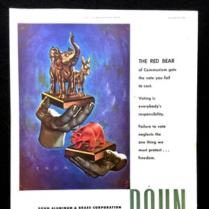 1952 Bohn Aluminum Vintage Ad, Voting, Political Decor